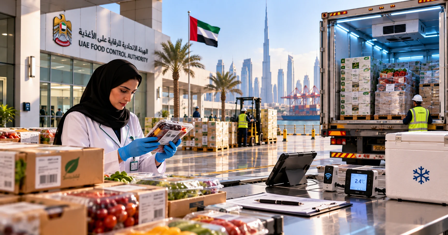 استيراد الأغذية إلى الإمارات: تسجيل المنتجات والملصقات العربية والتحقق من سلسلة التبريد